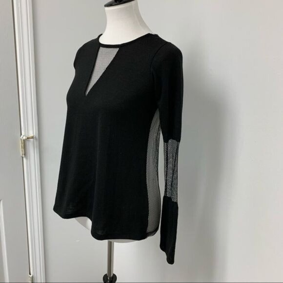 Alexis black mesh net sweater long sleeve sweater Sz XS - Picture 4 of 9